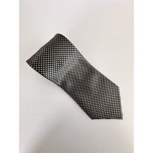 Gold‎ City Men's Neck Tie Black Platinum Geometric 100% Hand Made Silk